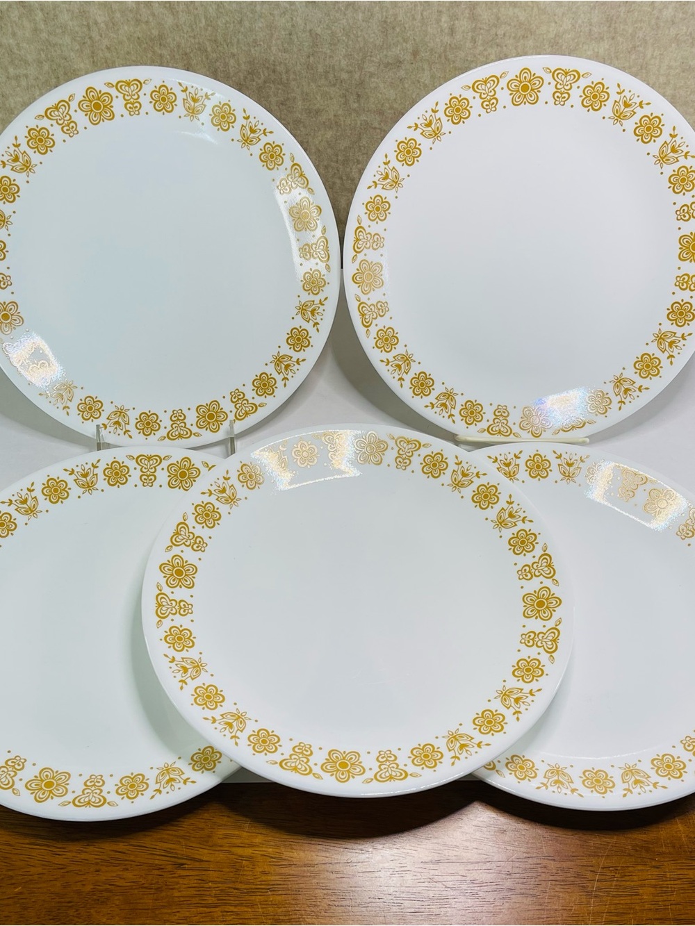 Vintage Corelle by Corning Dinner Plates Butterfly Gold 10 in Set of 5